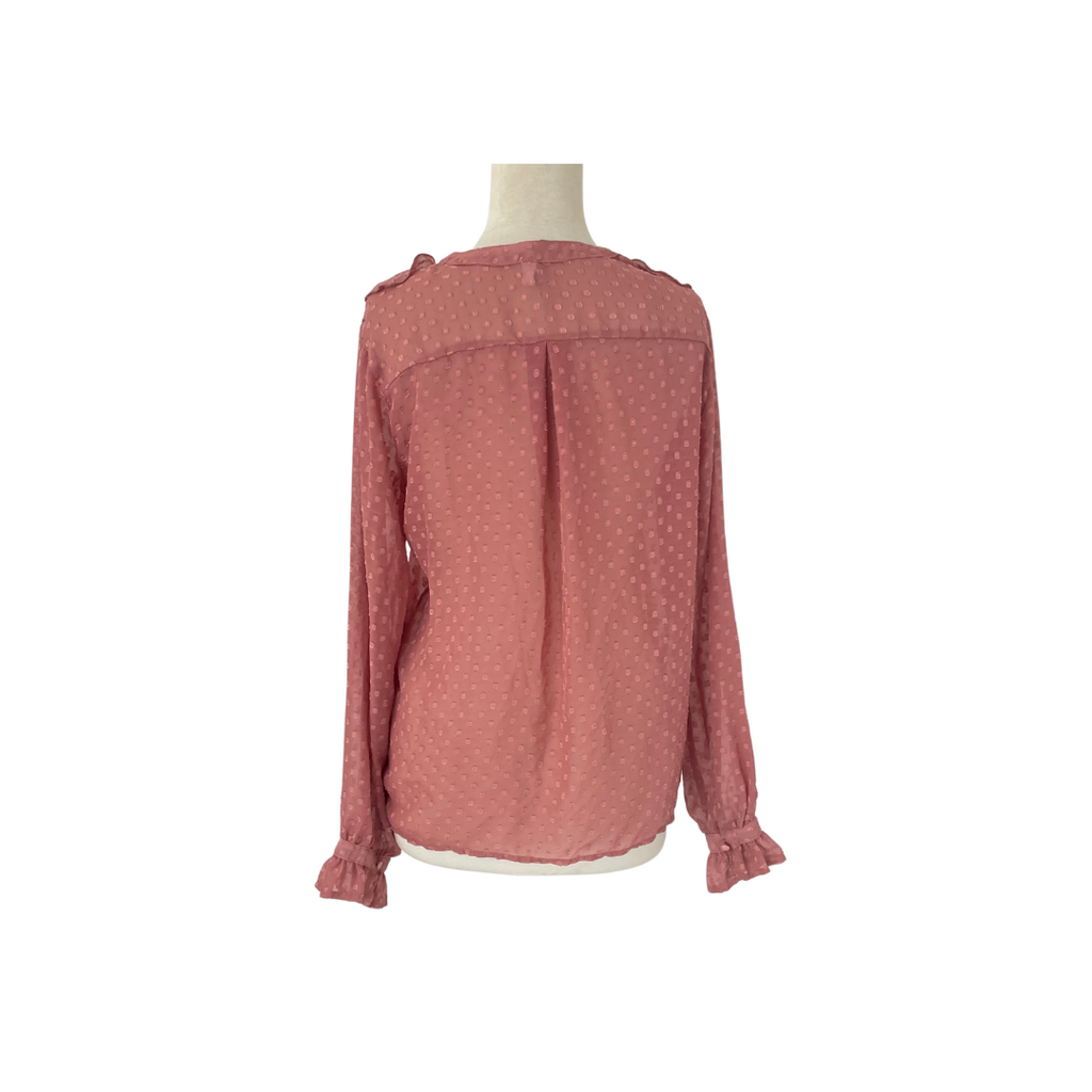 AMISU Pink Sheer Self Embroidered Blouse | Gently Used |