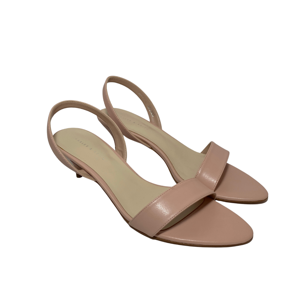 Charles & Keith Nude Pink Kitten Heel Sandals | Gently Used |