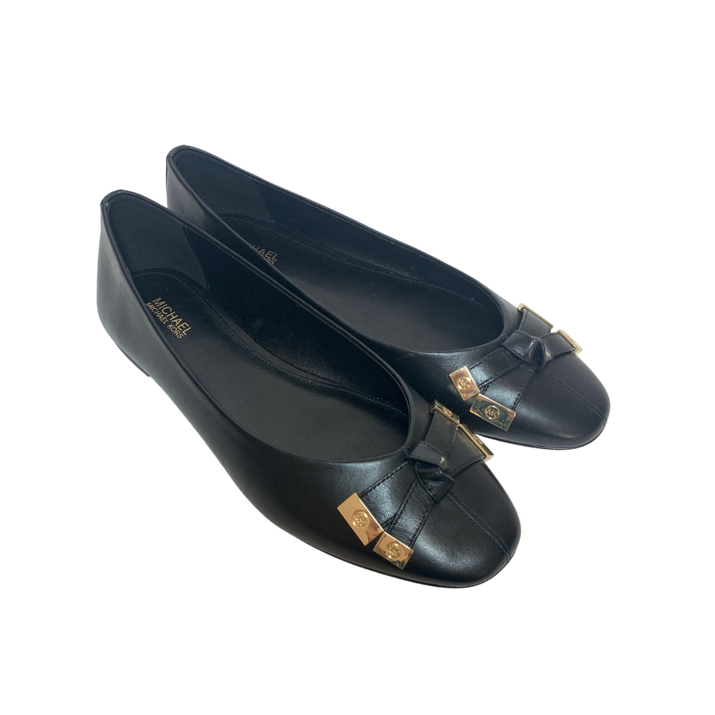Michael Kors Black Leather Bow Ballet Flats | Brand New |