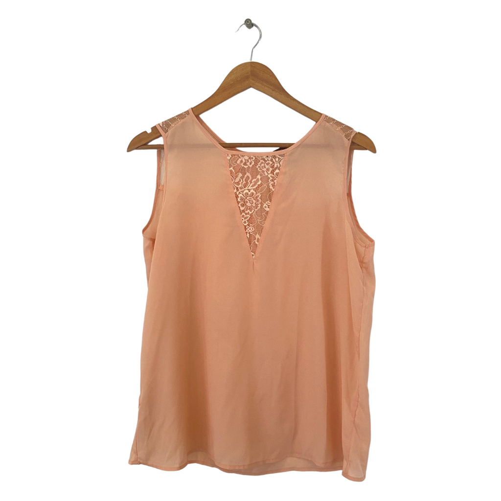 Mango Light Pink Lace Detail Sleeveless Shirt | Brand New |