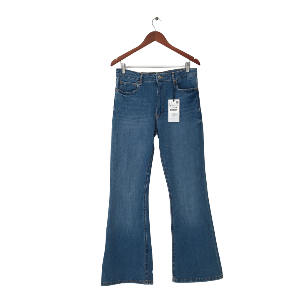 ZARA Blue High-waist Denim Skinny Flared Jeans | Brand New |