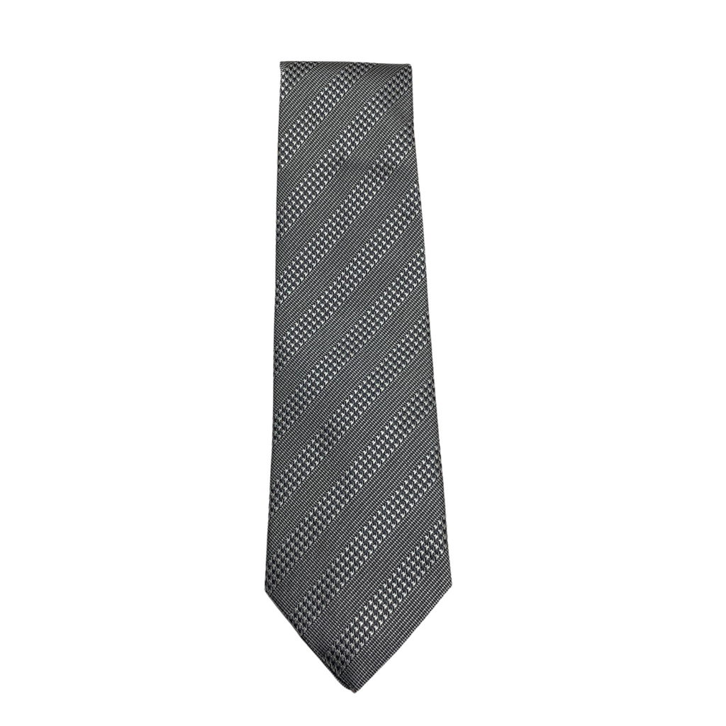 Ermenegildo Zegna Grey Printed Silk Tie | Brand New |