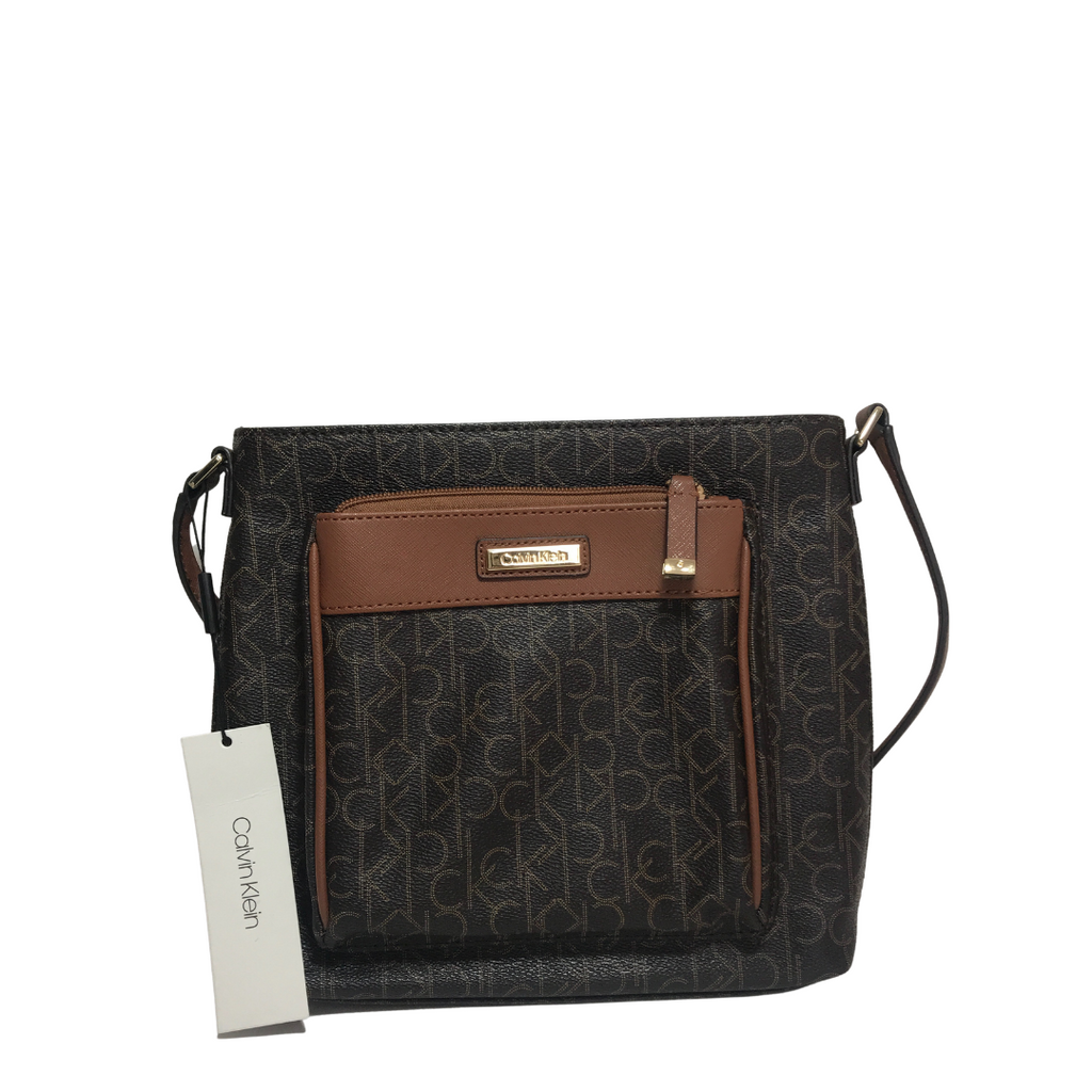 Calvin Klein Monogram Brown Crossbody Bag | Brand New |