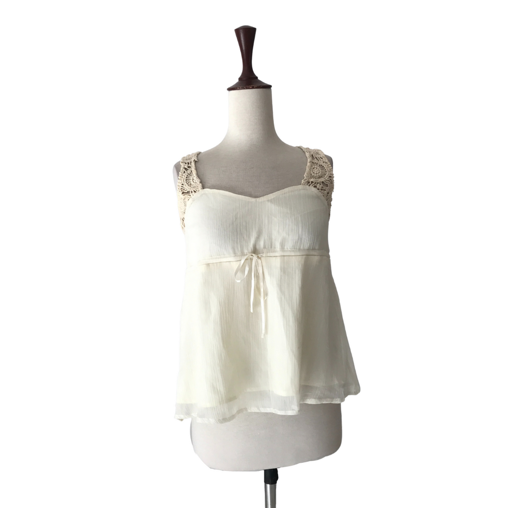 Jessica Simpson Cream Pleated Lace Blouse | Brand New |