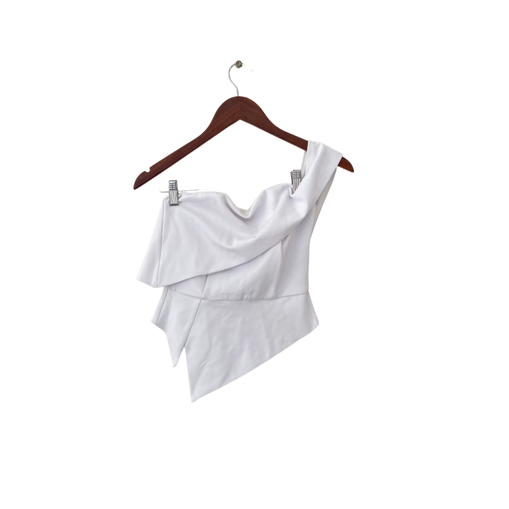 Lavish Alice White One-shoulder Peplum Top | Brand New |