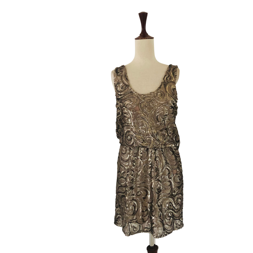 Mango Dull Gold Sequins Dress | Brand New |