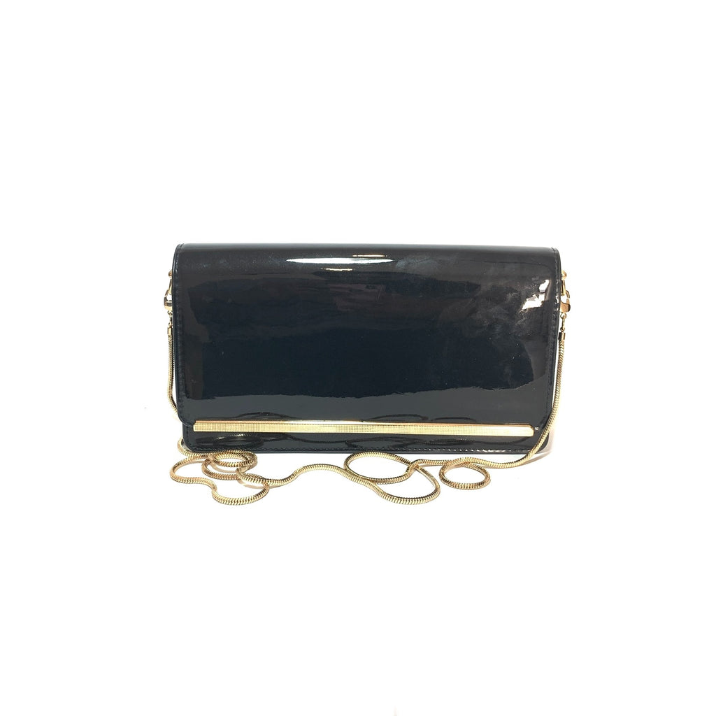 Charles and Keith Black and Gold Convertible Clutch | Pre Loved |