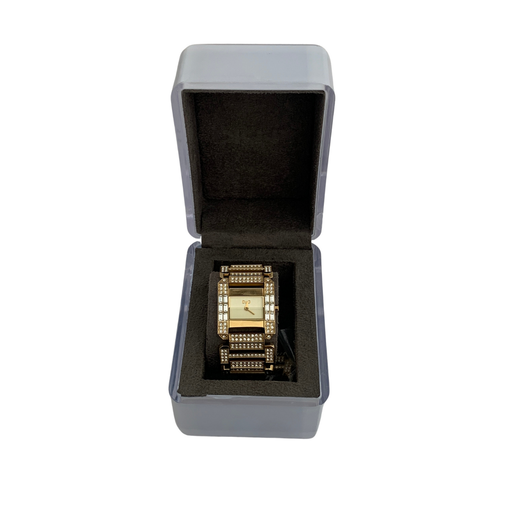 D&G Gold Sqaure Crystal Bracelet Watch | Pre Loved |