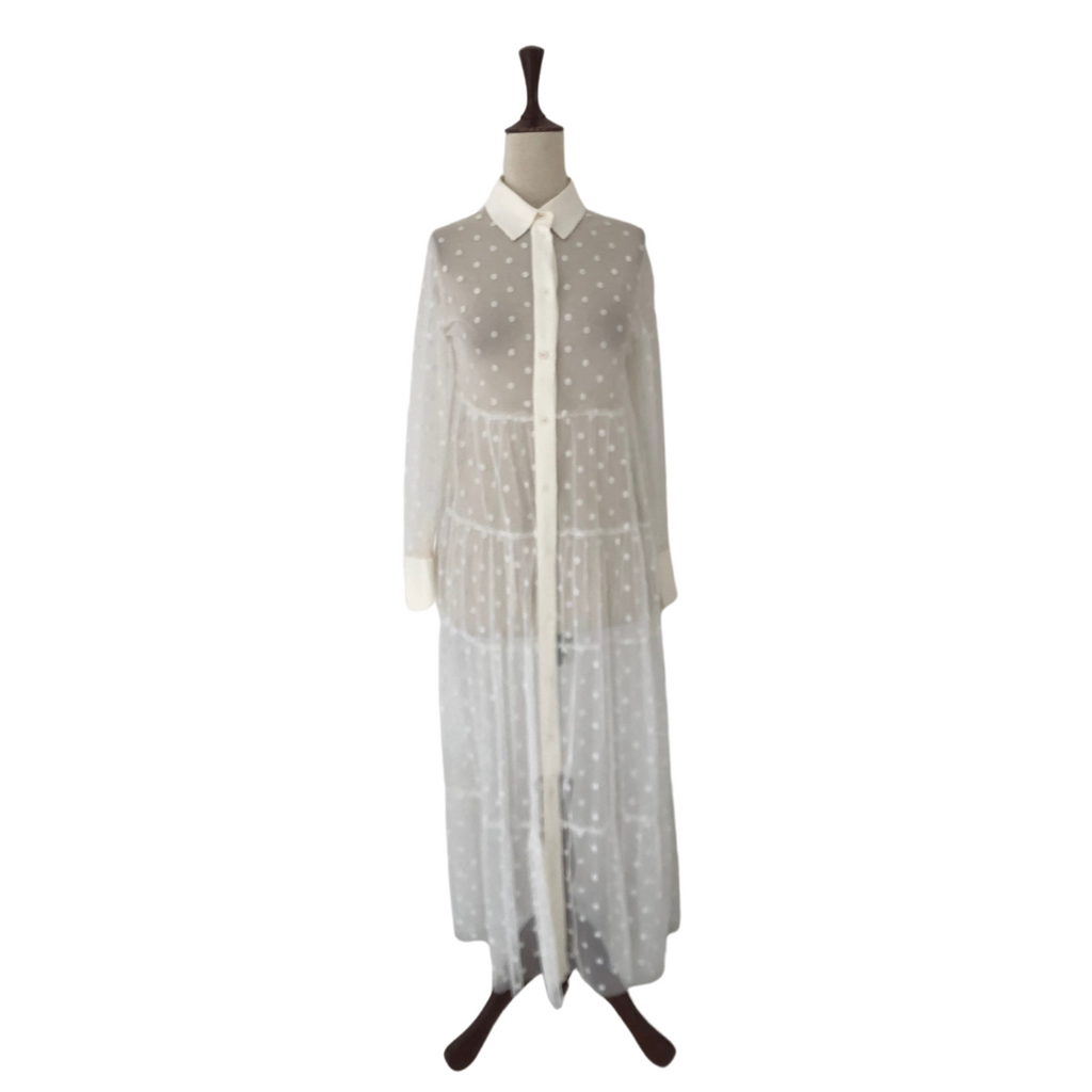 ZARA White Net Collared Dress | Pre Loved |