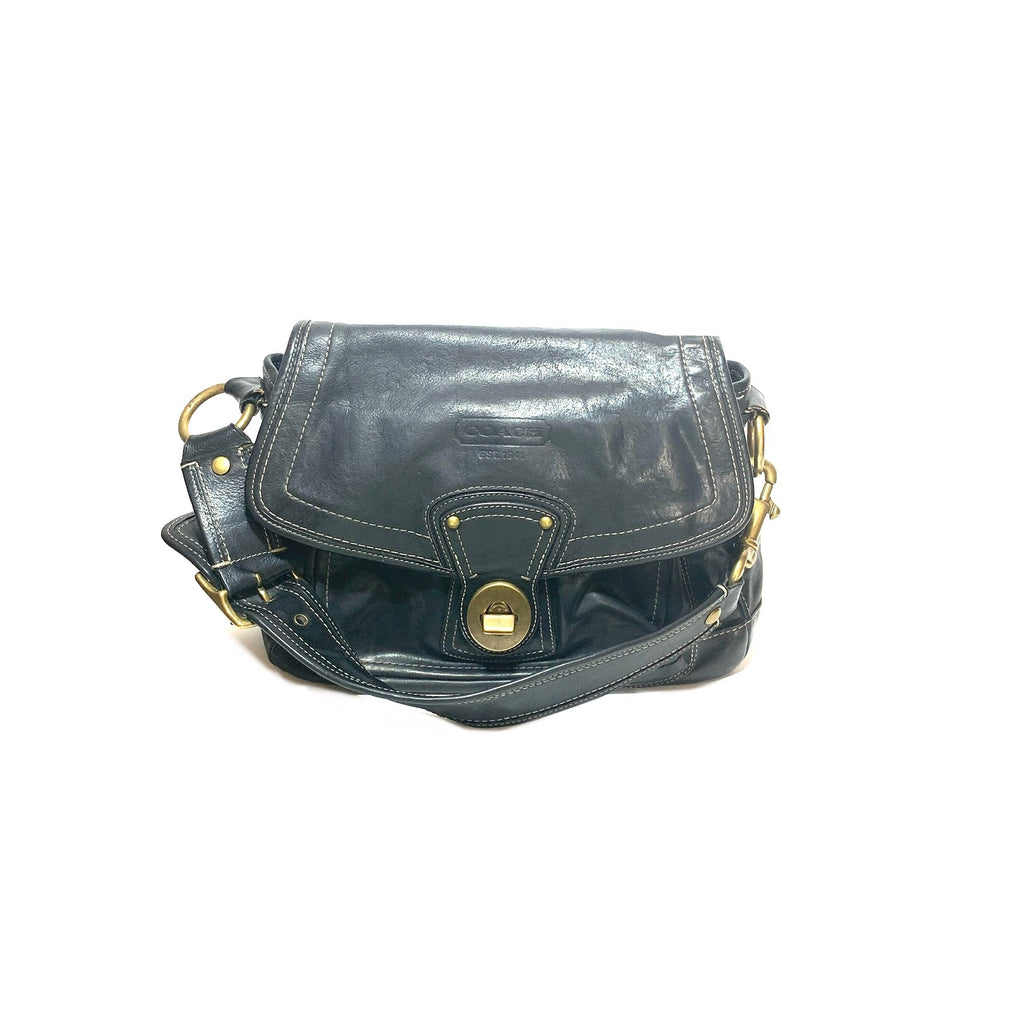 Coach Black Leather Vintage Shoulder Bag | Pre Loved |
