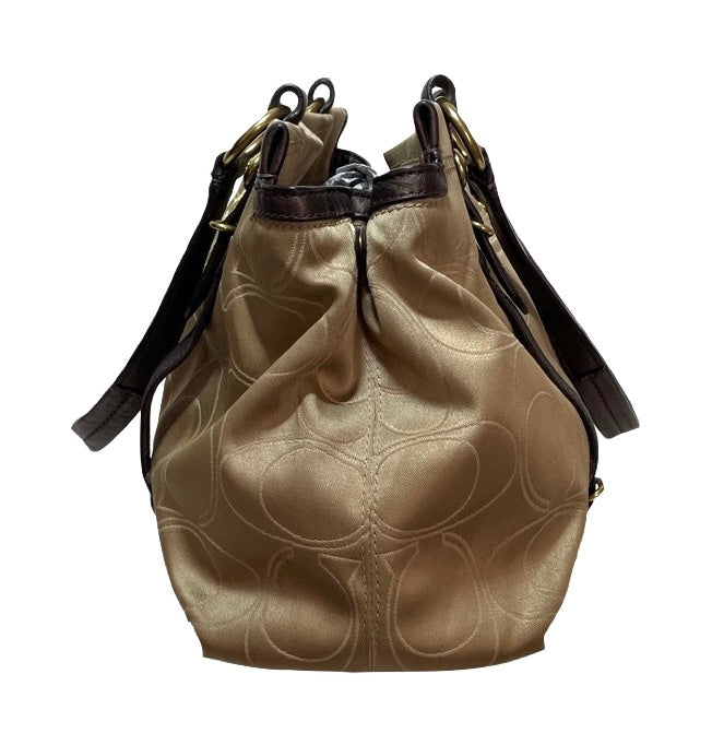 Coach Beige & Bronze Monogram Shoulder Bag | Pre Loved |
