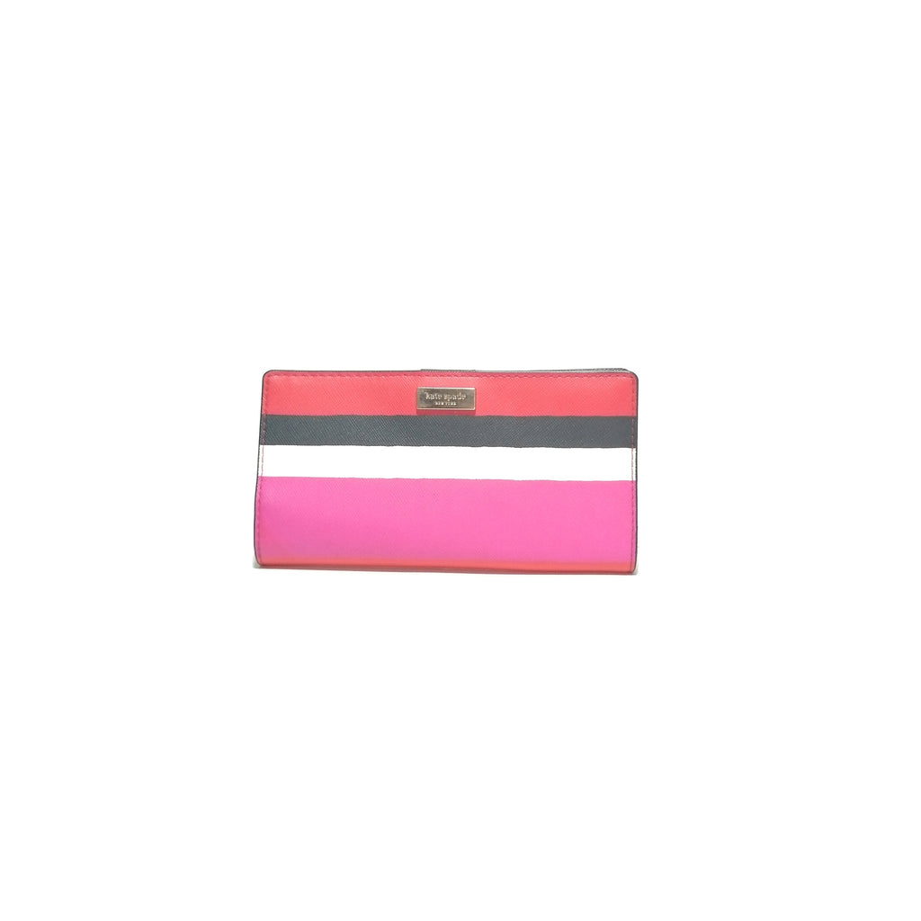 Kate Spade Red & Pink Laurel Way Bonita Stripe Stacy Wallet