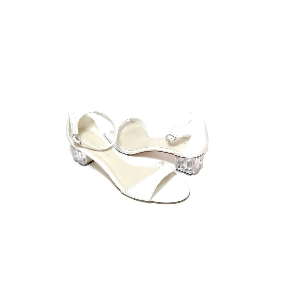 Charles & Keith Crystal Block Heel White Sandals | Gently Used ...