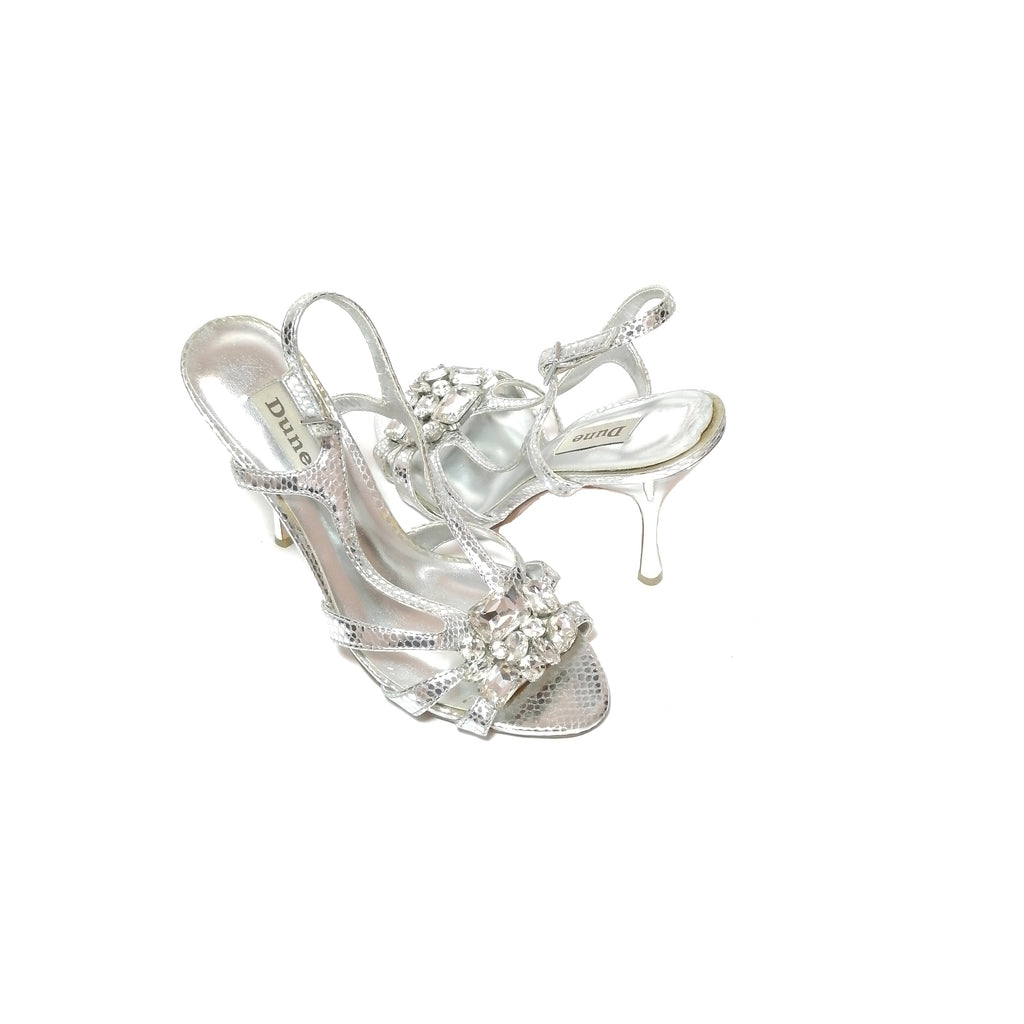 Dune Silver Rhinestone Heels