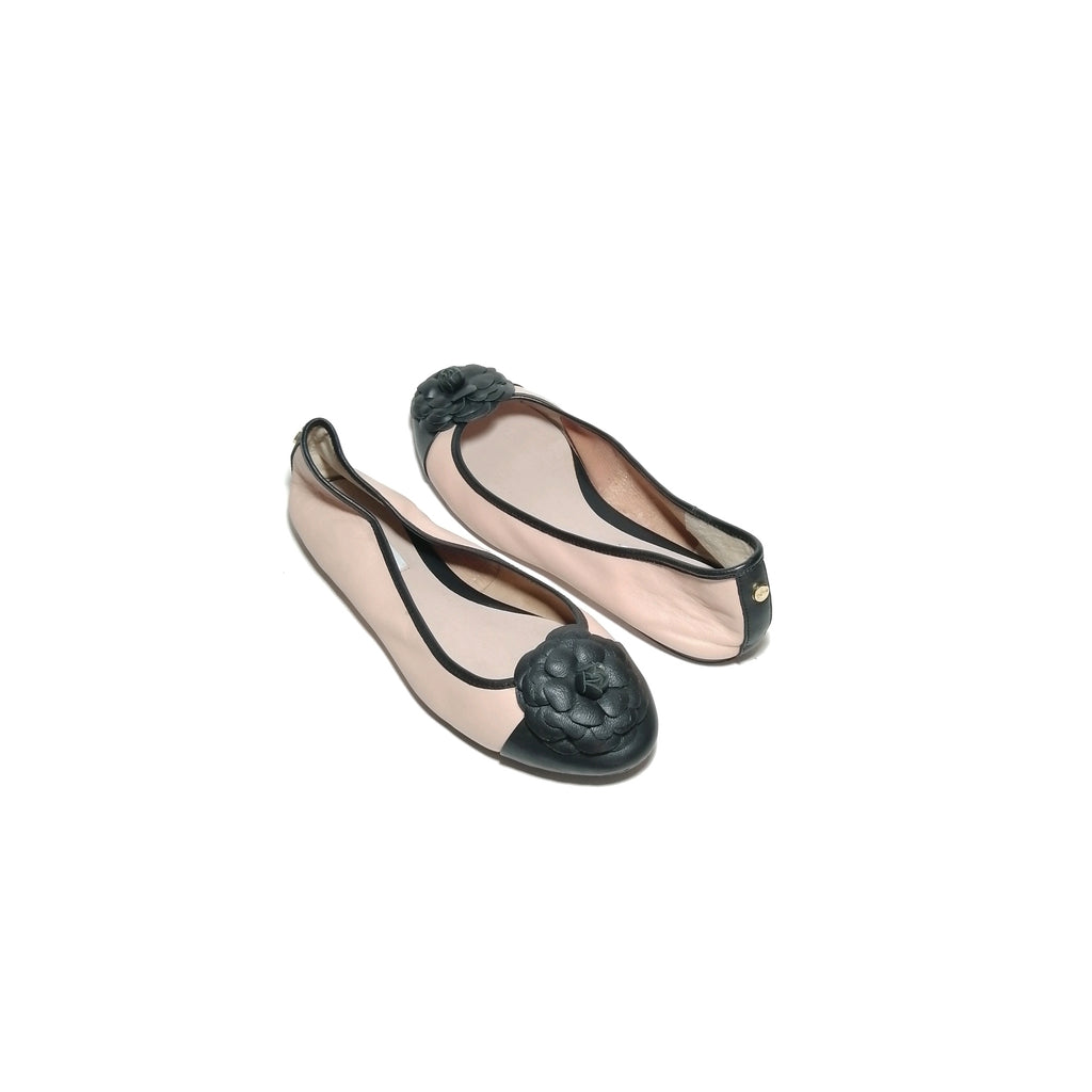 DUNE 'Haeley' Pink Corsage Leather Ballet Flats
