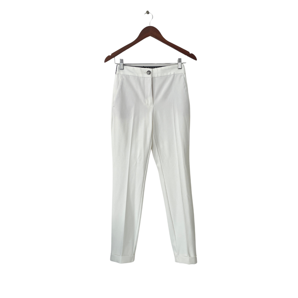 ZARA White Textured Cuffed Pants | Brand New |