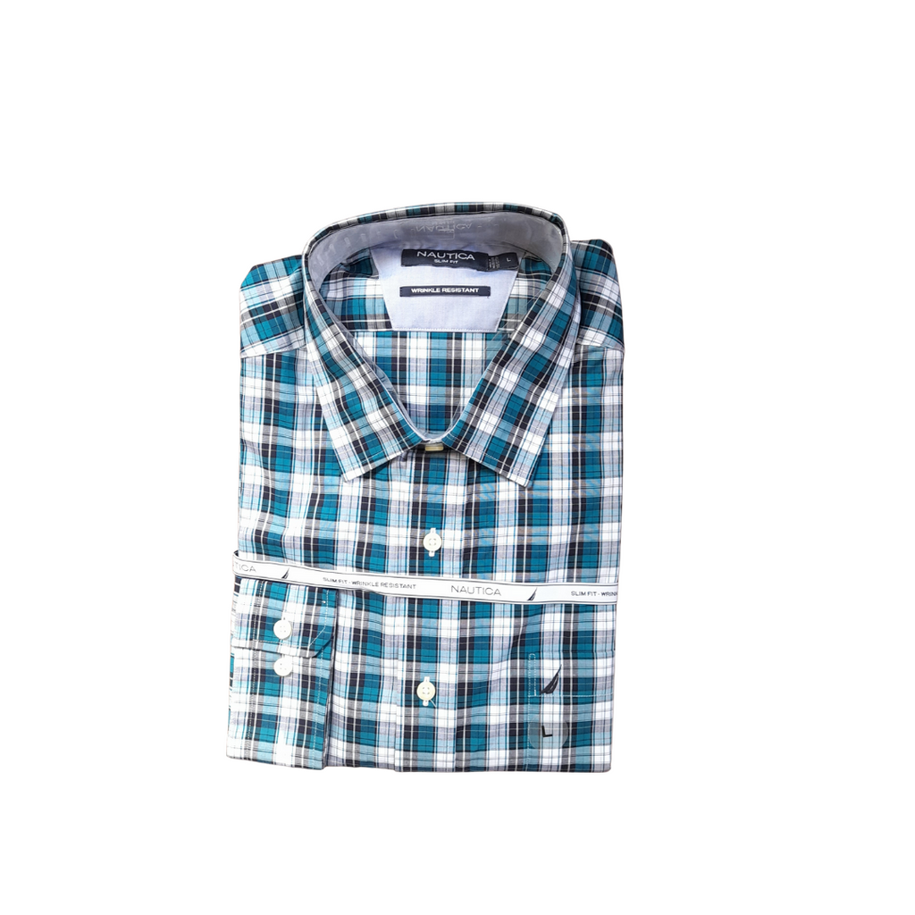 Nautica Blue Checked Slim Fit Men's Shirt | Brand New |