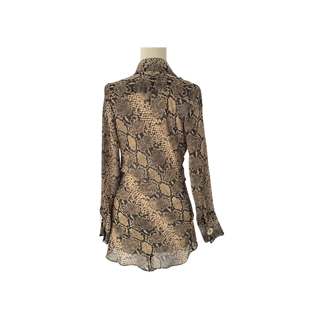 ZARA Snake-Print Semi-Sheer Front-Knot Top | Gently Used |