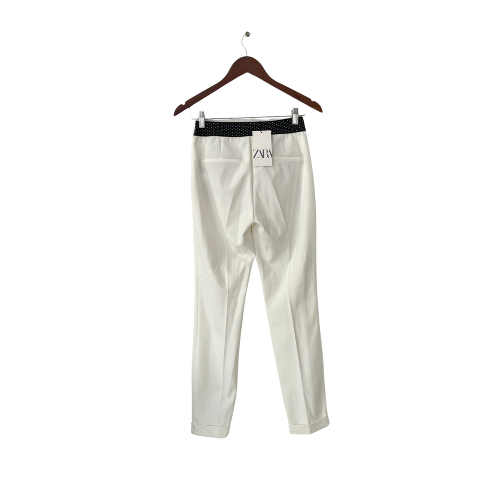 ZARA White Textured Cuffed Pants | Brand New |