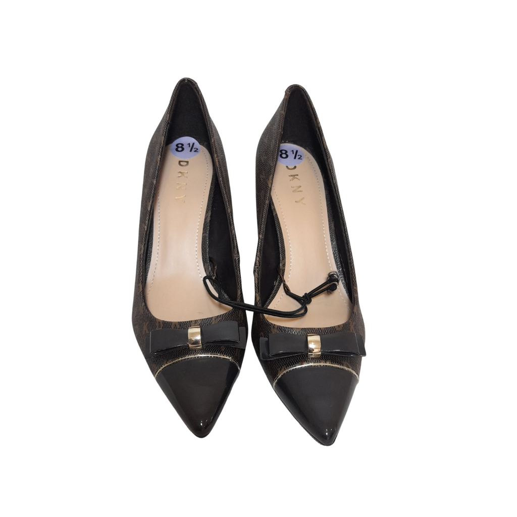 DKNY Brown Monogram Bow-Detail Pumps | Brand New |