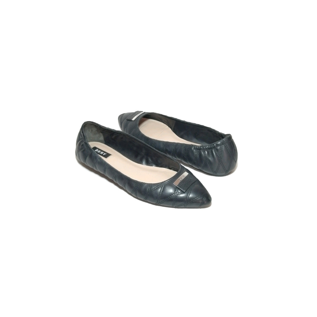 DKNY Black Leather Pointed Flats | Gently Used |