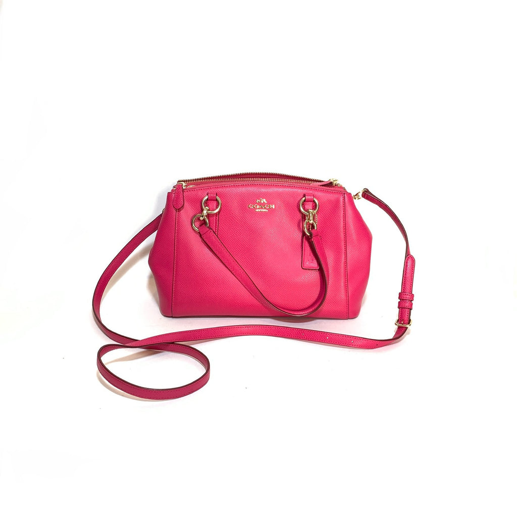Coach Pink Pebbled Leather Double Zip Cross Body Bag | Gently Used |