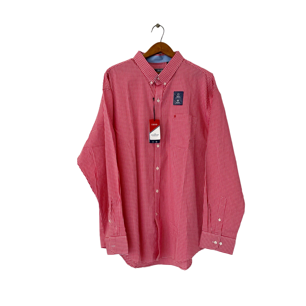 IZOD Men's Red Checked Button Down Shirt | Brand New |