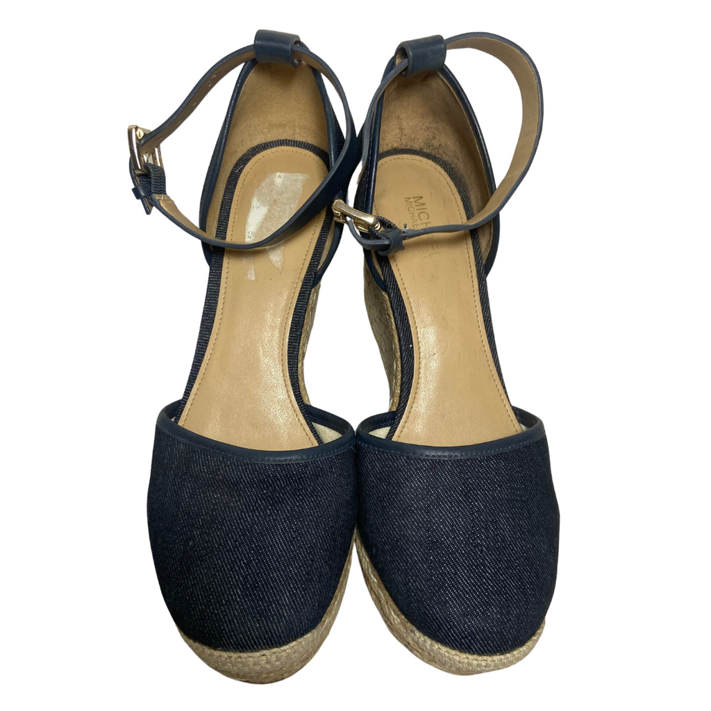 Michael Kors Denim and Jute Espadrille Wedges Gently Used