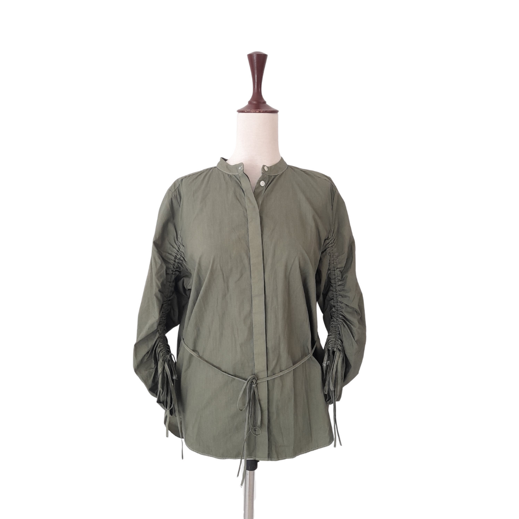 H&M Green Scrunched Sleeves Top | Gently Used |