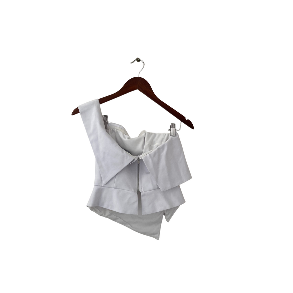Lavish Alice White One-shoulder Peplum Top | Brand New |