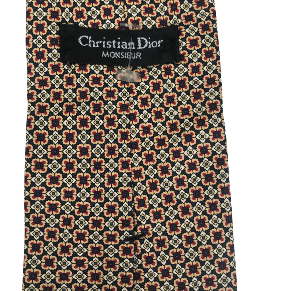 DIOR Vintage Floral Print Silk Tie | Like New |