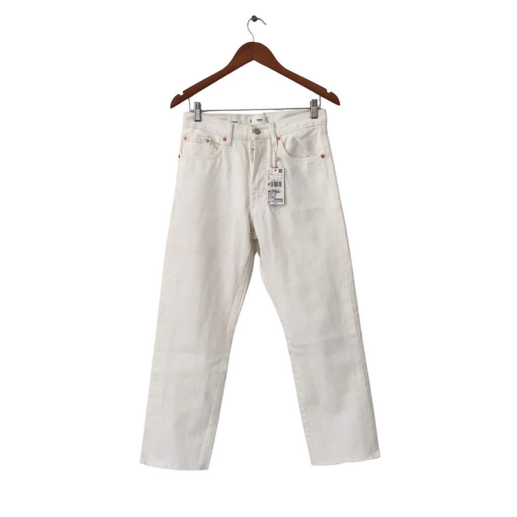 Mango White Straight Cropped High-waited Jeans | Brand New |