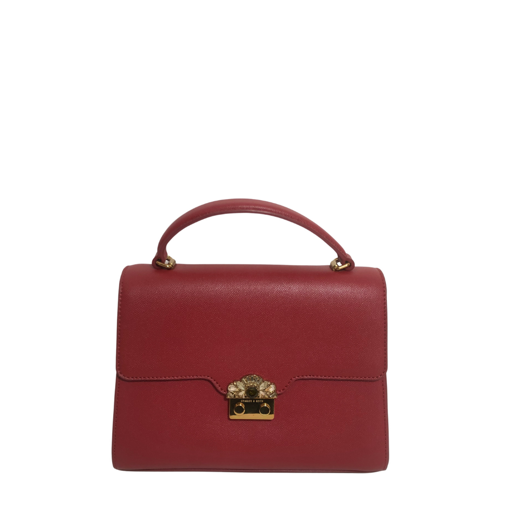 Charles and Keith Maroon Rhinestone Satchel | Like New |