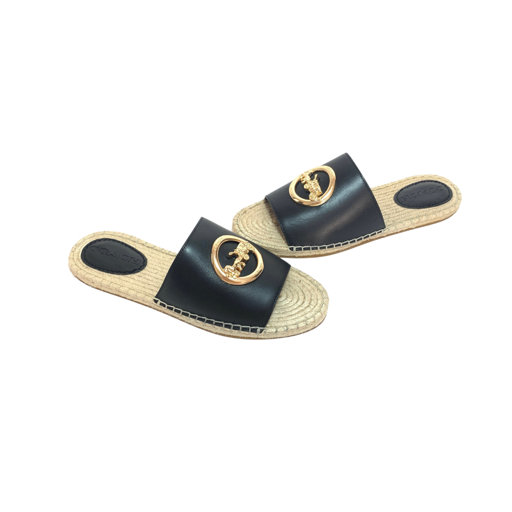 Coach 'Corey' Leather Espadrille Slides | Brand New |
