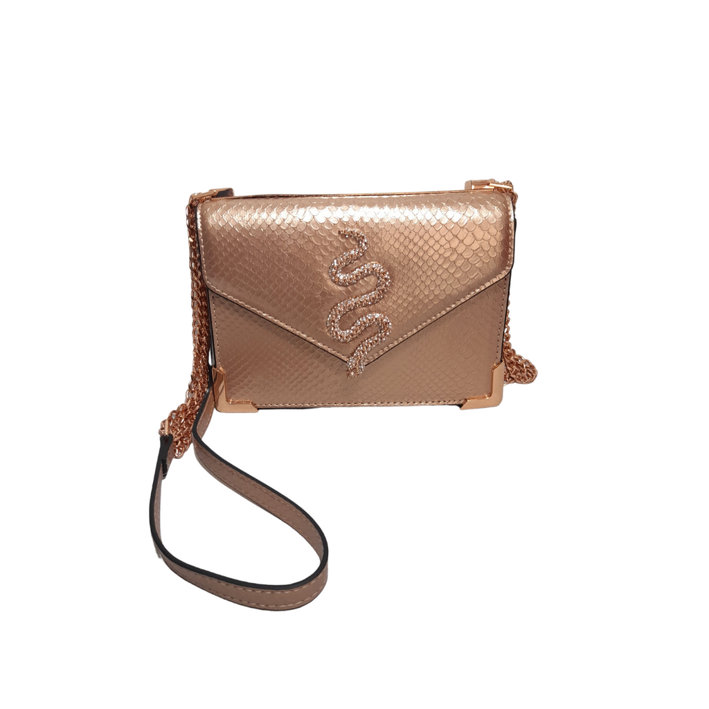 ALDO Rose Gold Snake Rhinestone Crossbody Bag | Brand New |