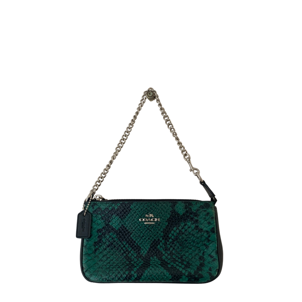 Coach Green & Black Leather Snakeskin Print Mini Bag | Gently Used |