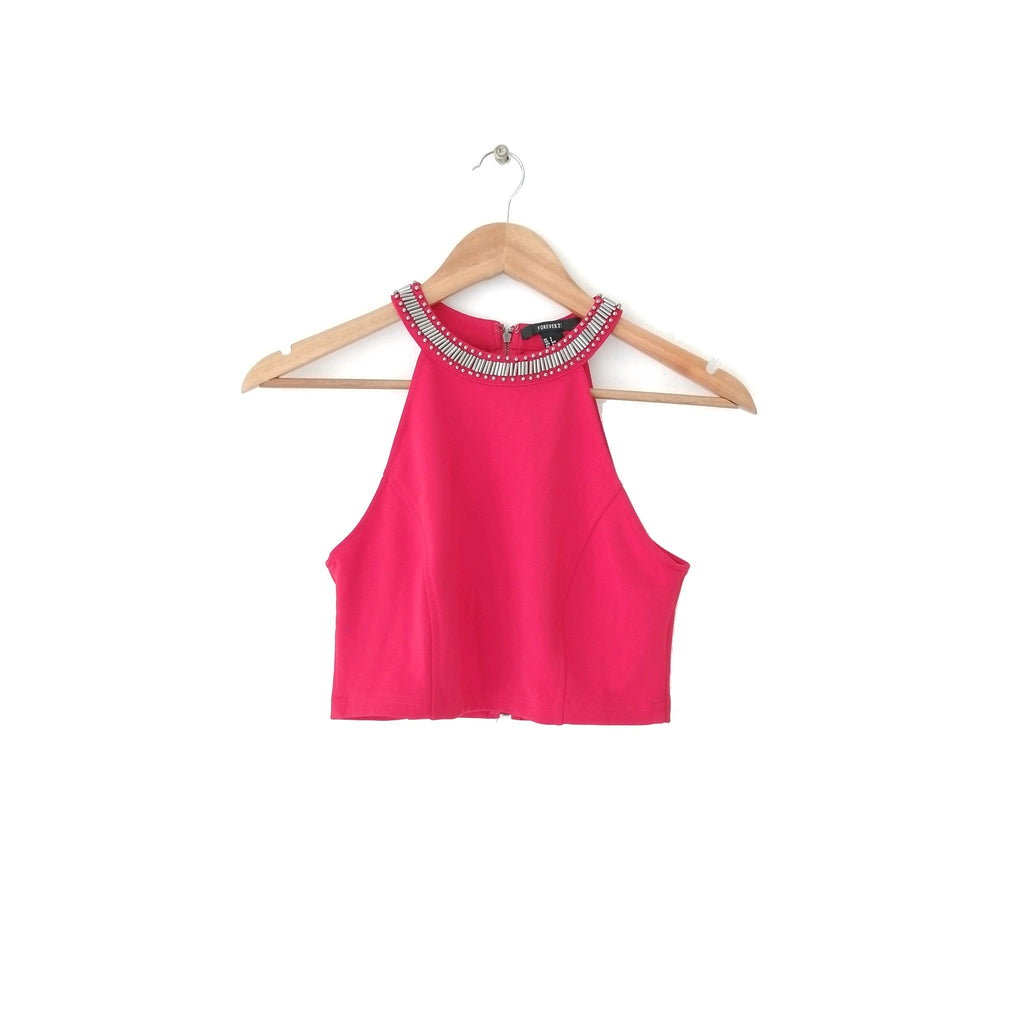 Forever 21 Red Embellished Halter Top