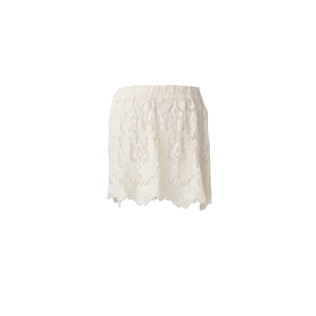 H&M Cream Lace & Pearls Embellished Skirt