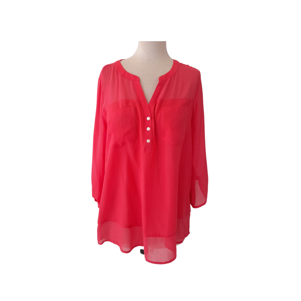 Express Neon Pink Sheer Blouse | Gently Used |
