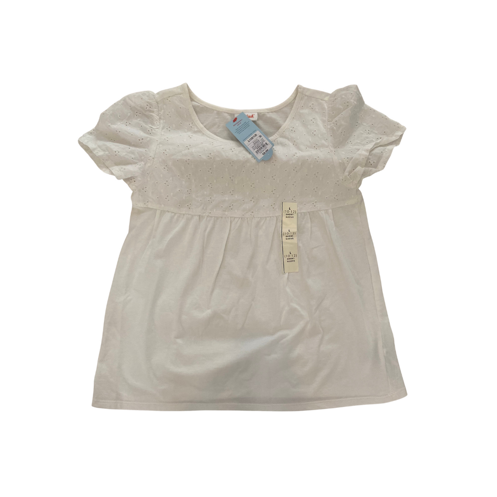 Cat & Jack White Self Embroidered Top (10 - 12 Years) | Brand New |