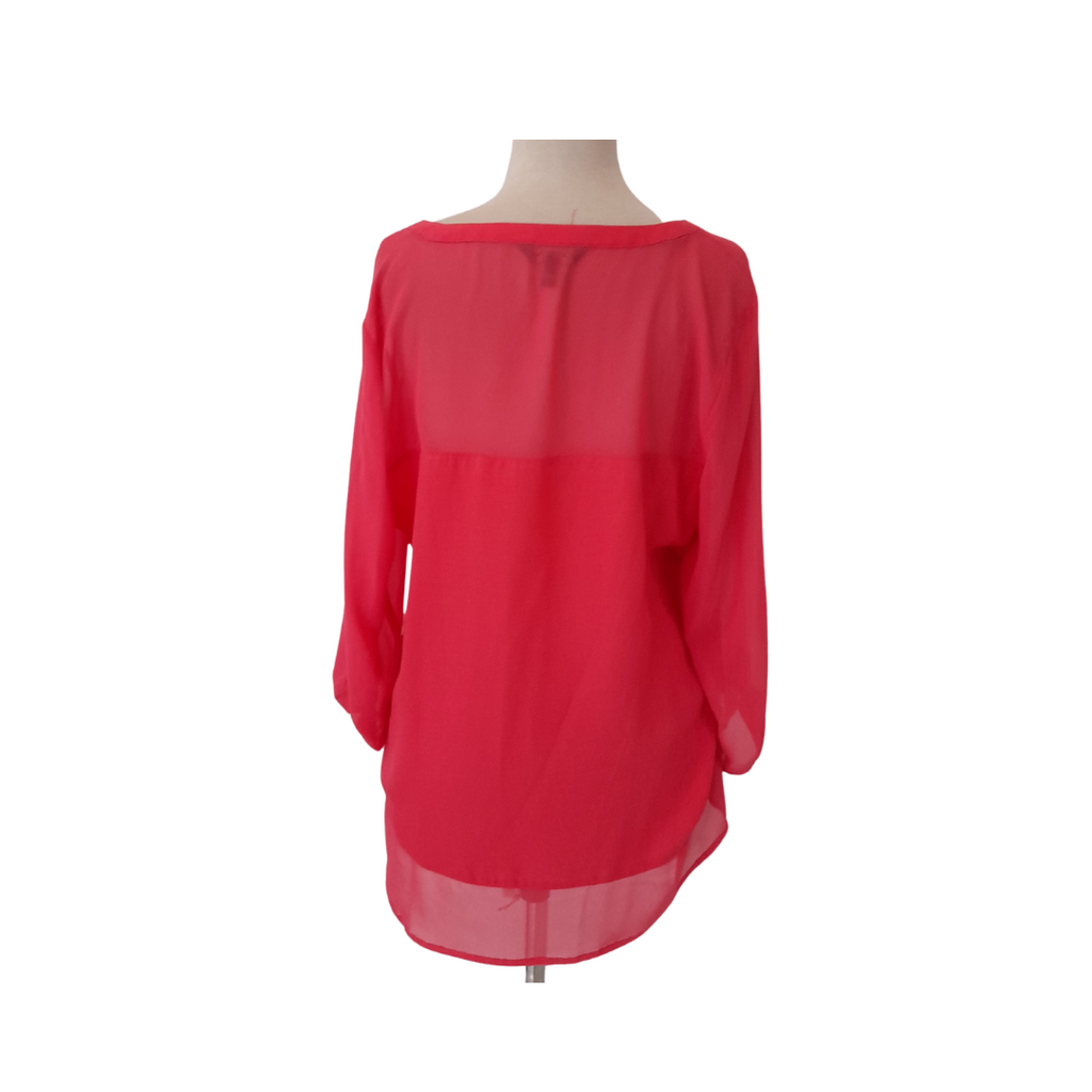 Express Neon Pink Sheer Blouse | Gently Used |