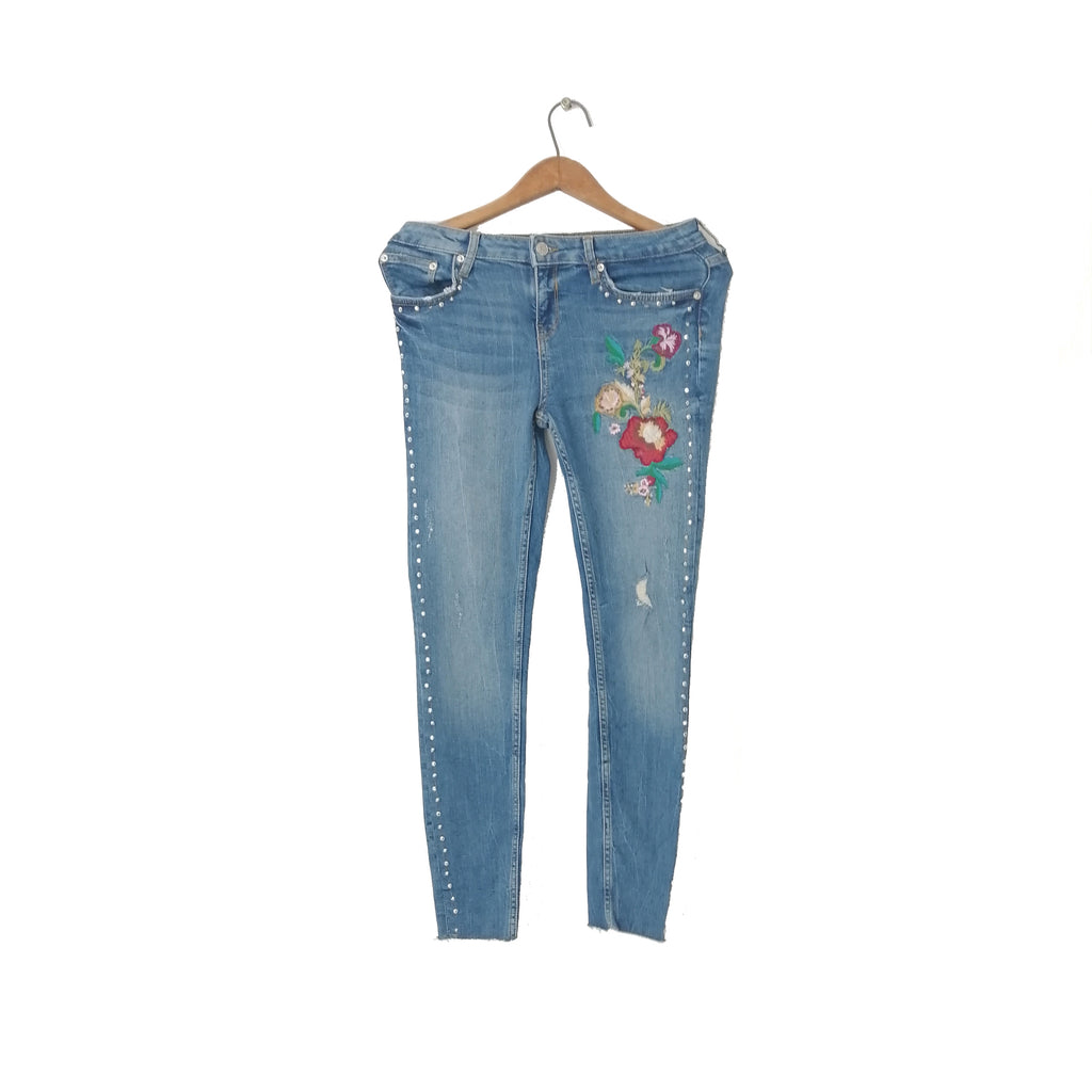 ZARA Embroidery & Stud Jeans