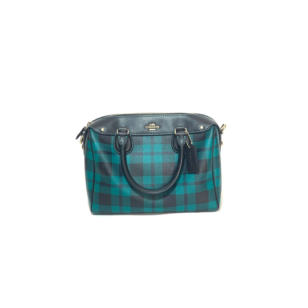 Coach Green & Black Checked Mini Bennett Satchel | Like New |