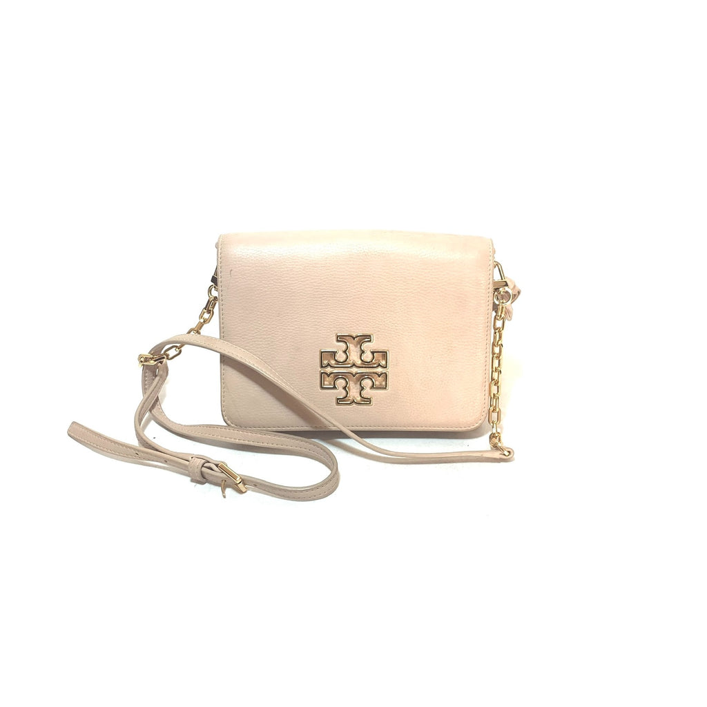 Tory Burch 'Britton' Beige Leather Cross Body Bag | Pre Loved |