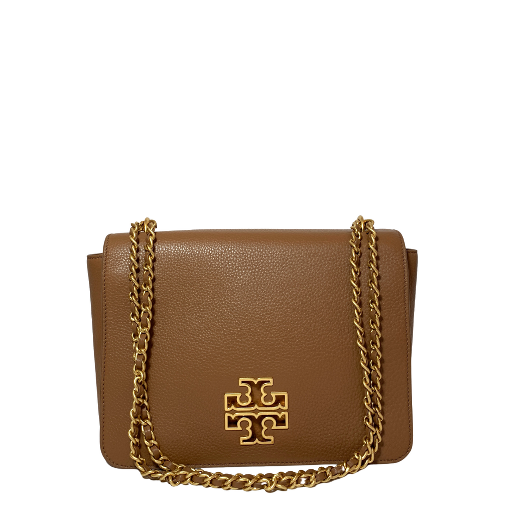 Tory Burch Tan Leather 'Britten' Large Shoulder Bag | Gently Used |
