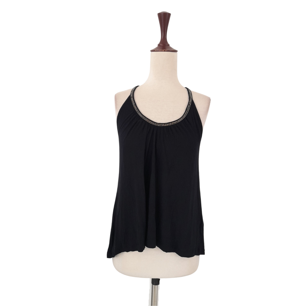 H&M Black Rhinestone Halter-neck Blouse | Pre Loved |