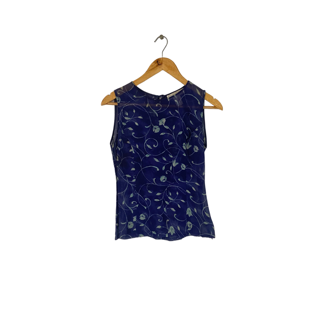 Casual Corner Blue Printed Sleeveless Top | Gently Used |