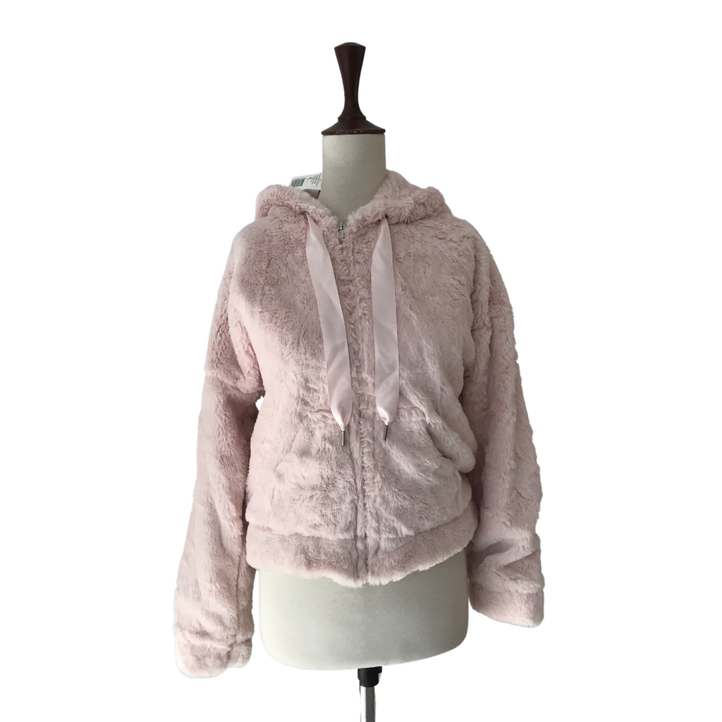 Etam Pink Fur Hoodie Jacket | Brand New |
