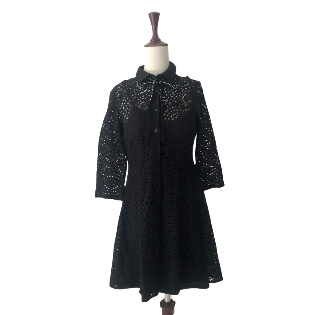 Mango Black Collared Lace Dress | Gently Used |