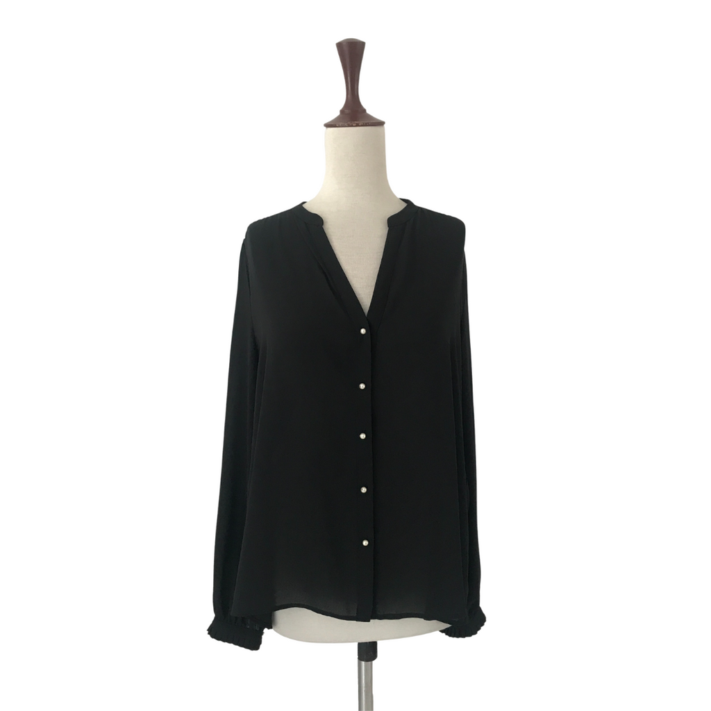 Mango Black Pearl Buttons Sheer Blouse | Brand New |